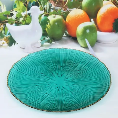 Тарелка стеклянная 32см «Флоренция» изумруд