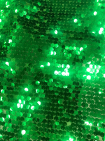 Ткань Пайетк крупные, зеленые, артикул 327378