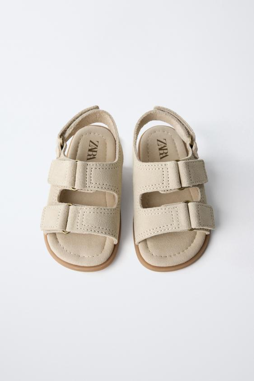 ZARA КОЖАНЫЕ САНДАЛИИ BAREFOOT, ПЕСОЧНО-КОРИЧНЕВЫЙ