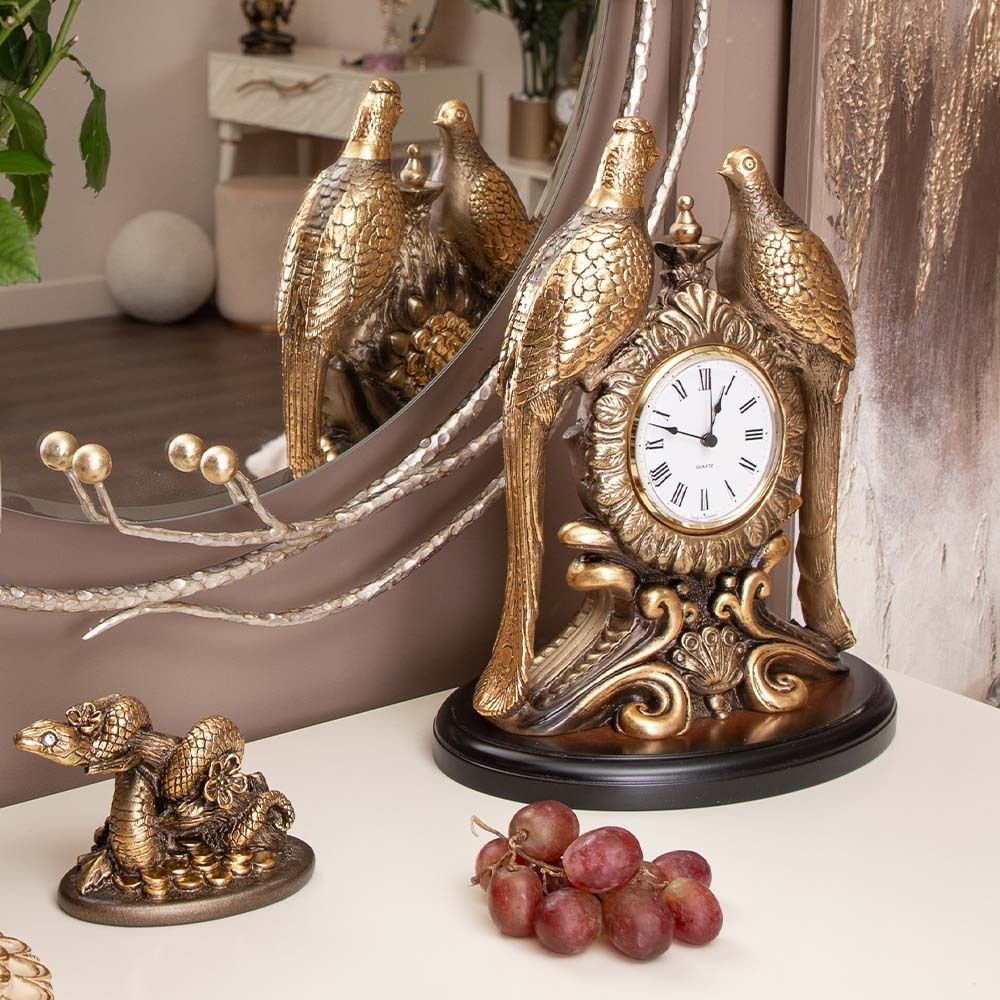 Часы настольные Павлины Бронза