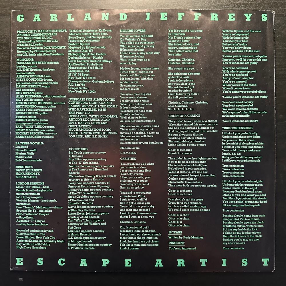 Garland Jeffreys ‎– Escape Artist (Голландия 1981г.)