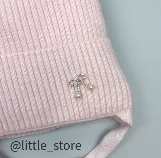 Шапка зимняя "Бантик" Нежно-розовая