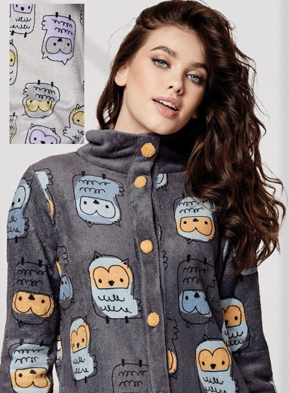 Теплый халатик Night Life (Размер: S) (Цвет: темно-серый)