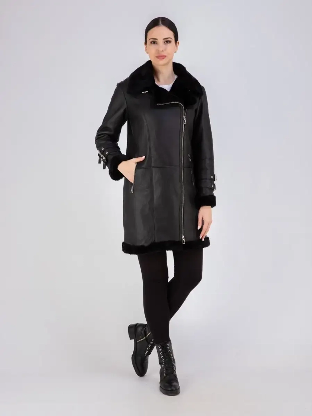 Дубленка натуральная авиатор длинная Турция