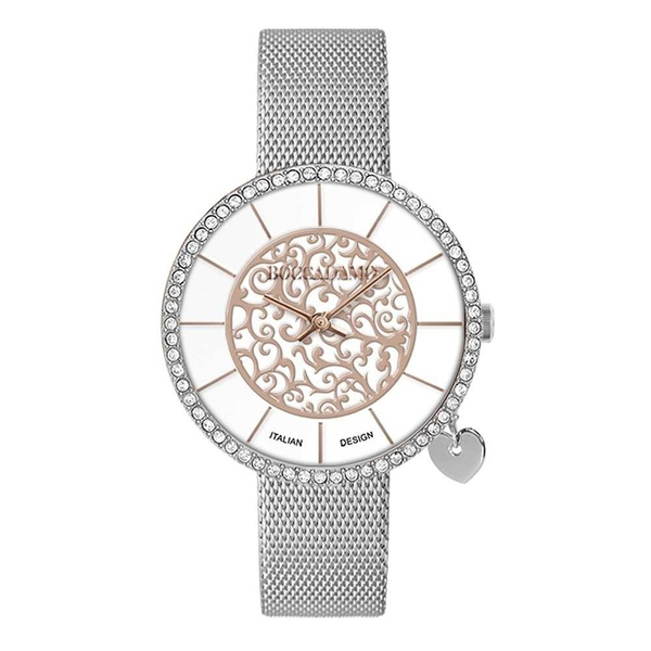 Часы Boccadamo Mya Silver Rosegold MY034 BW/S с минеральным стеклом, кристаллами Swarovski