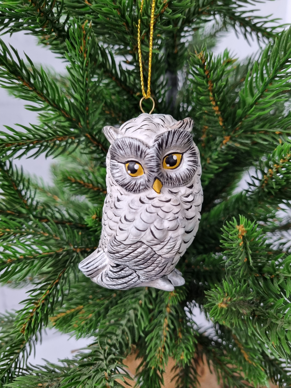 Сова ёлочная игрушка из фарфора