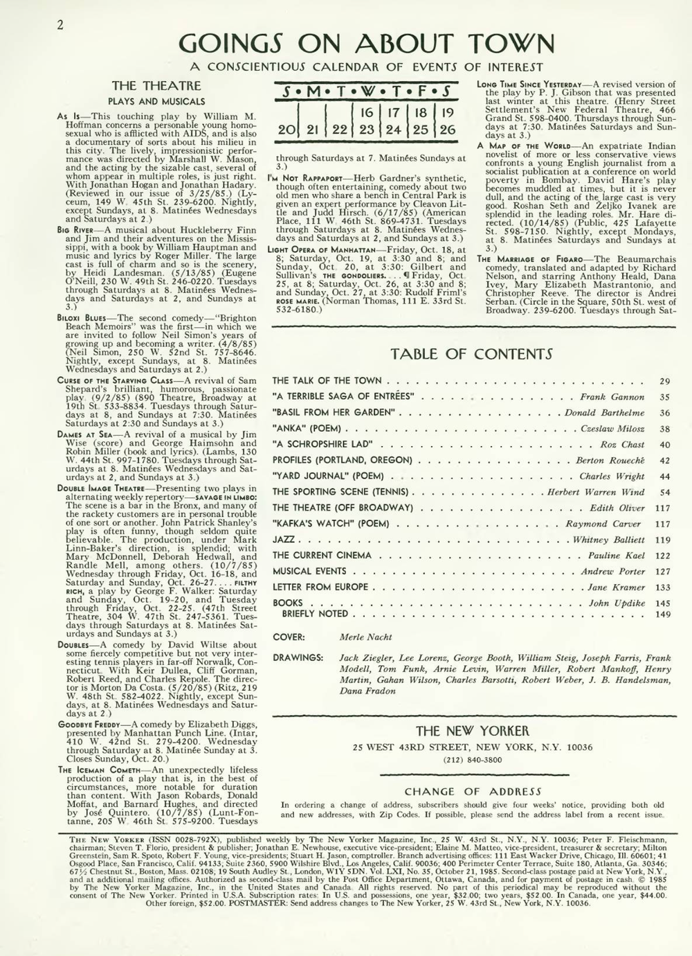 Журнал The New Yorker 21-10-1985