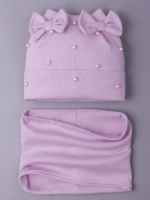 Шапка для девочки на осень с бусинами и снуд