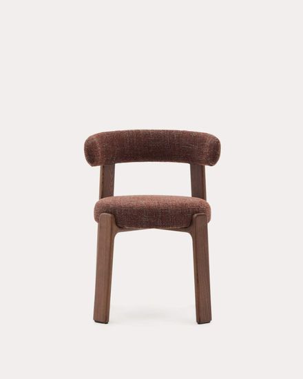 Granite Стул на 4 ножках из коричневого шенилла и массива ясеня в отделке орех Испания La Forma