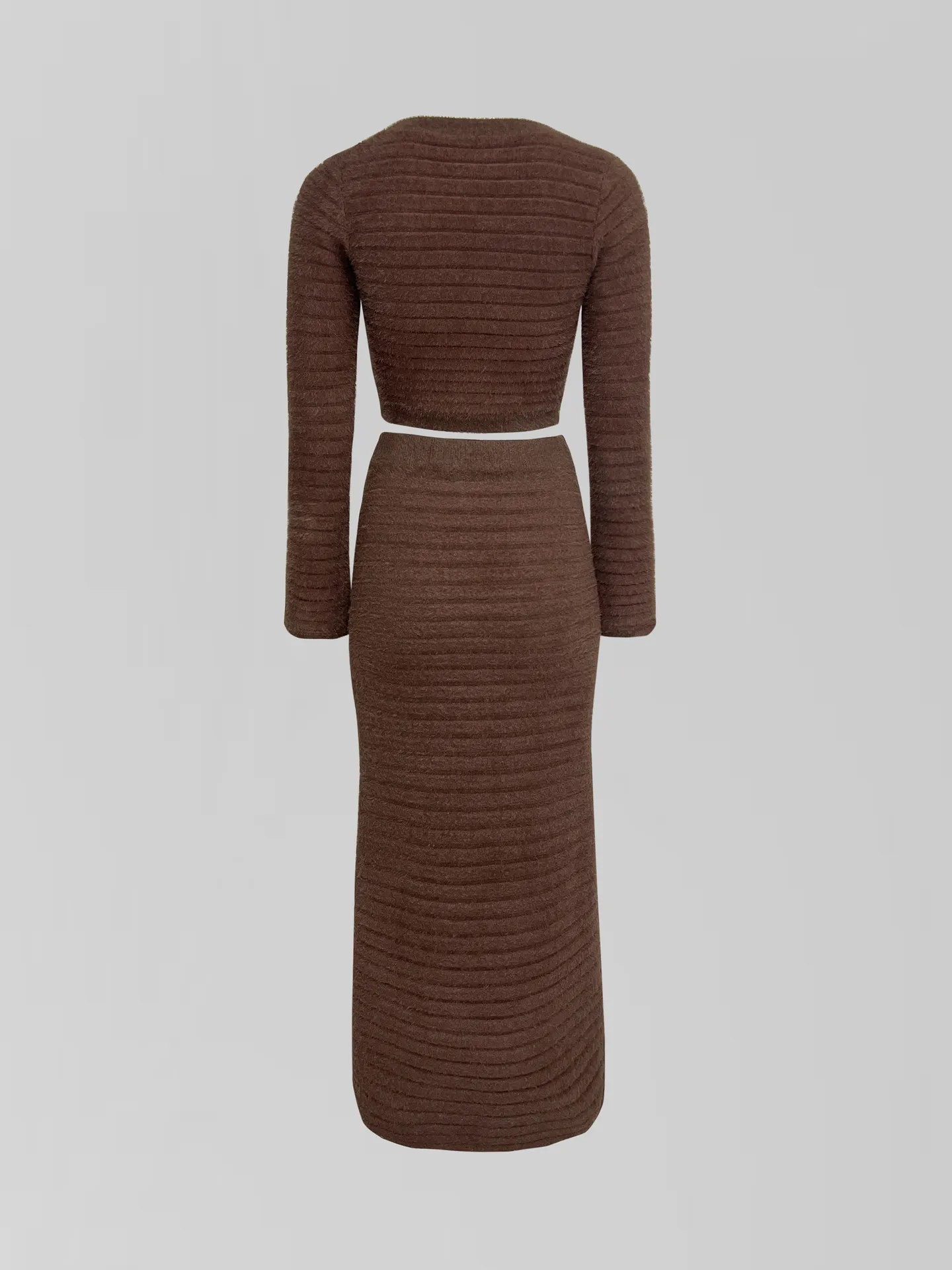 Костюм трикотажный 888 90222 однотонный из укороченного свитера и прямой юбки