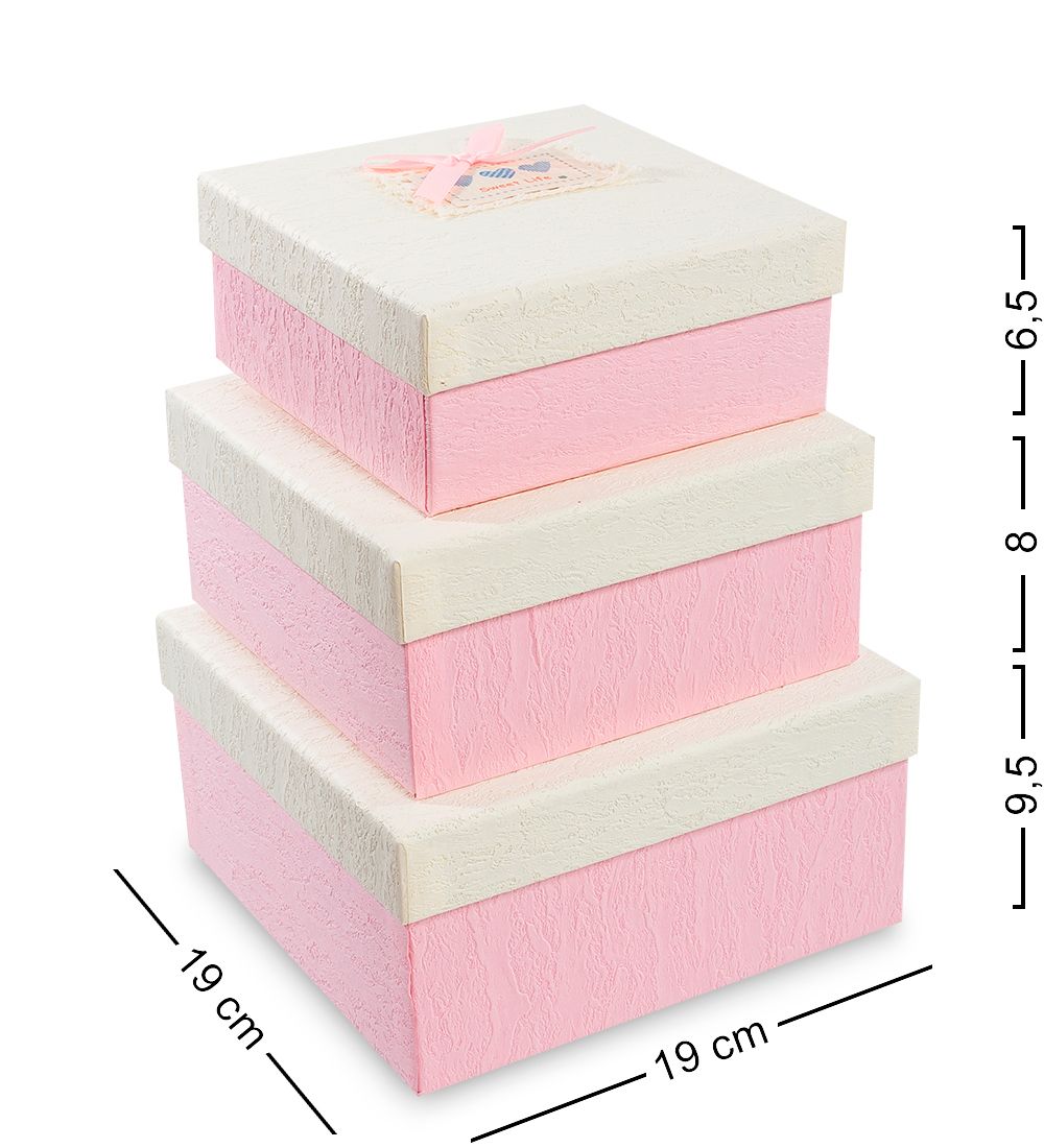 WF-30-A Набор коробок из 3шт «Прямоугольник» цв.розов./крем.
