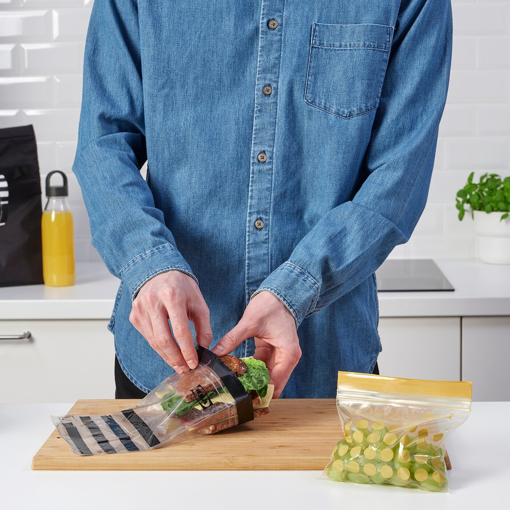 IKEA ISTAD  (ИКЕА ИСТАД)  -  Пакет Ziplock, рисунок/черно-желтый, 1/0,4 л