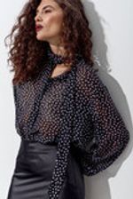Блуза из шифона в горошек черного цвета