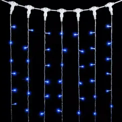Светодиодный занавес 2*1 м., 200 синих LED ламп, прозрачный провод ПВХ, LTC (PCL202-10-2B)