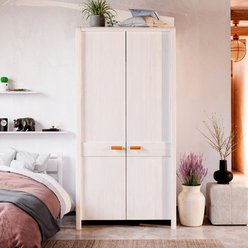 Шкаф 2 двери Мадейра 104х59х211 см из массива сосны, с полками и штангой