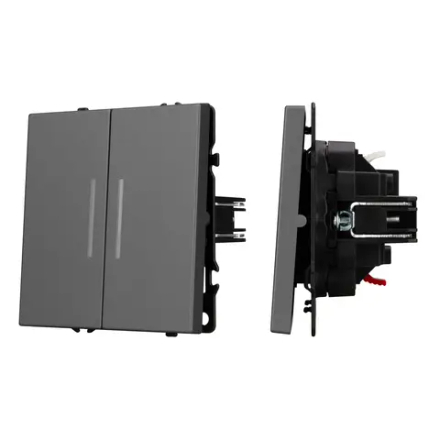 Механизм выключателя двухклавишный непроходной LED SWT-NOBE-MK02-SFPL-L-GR (230V, 10A) (Arlight, -) 054266