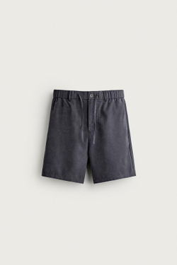 ZARA СТРУЯЩИЕСЯ ШОРТЫ RELAXED FIT, МОРСКОЙ СИНИЙ