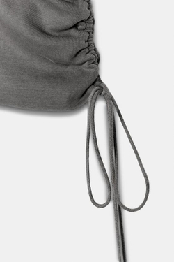 ZARA ТОП ИЗ ФЛАМЕ С ПОЯСОМ, СЕРЫЙ