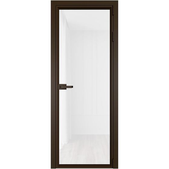 Алюминиевая дверь 1AV деорэ стекло белый триплекс