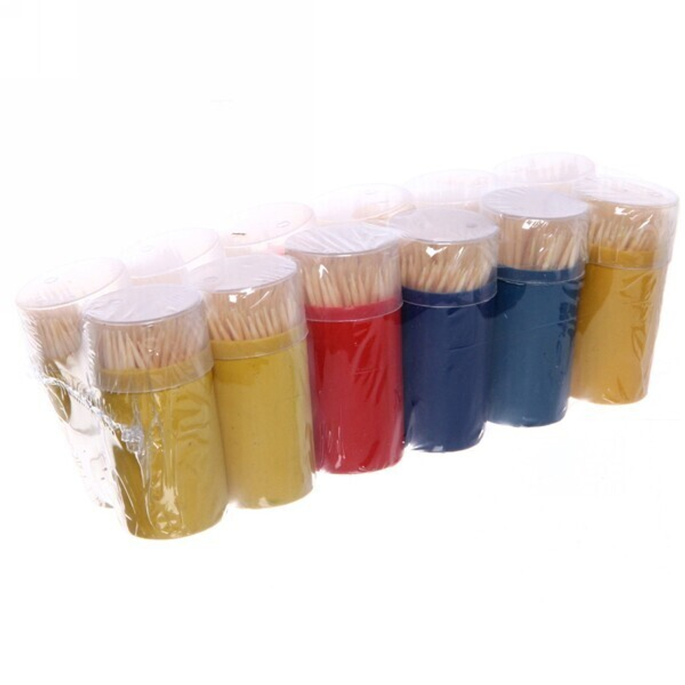 Зубочистки 90-100шт «Классика» в пластиковой банке, цвет банки микс