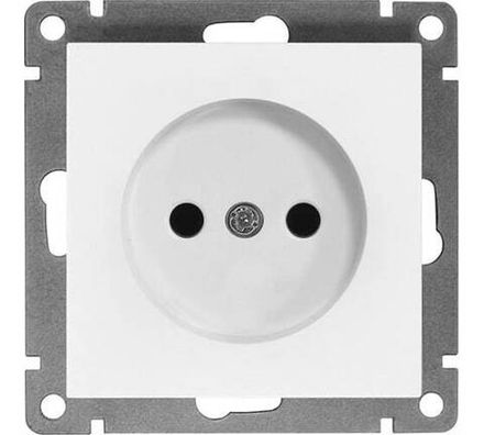 Розетка одноместная "UNIVersal" серия "Афина" б/з, с/у, 16А, 220В, белая (еврослот) (HU2312)
