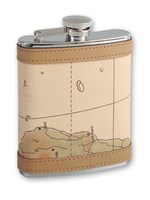 Фляга S.Quire 0,24 л "Карта" TB08-3221PU стальная цвет бежевый с рисунком в подарочной фирменной коробке