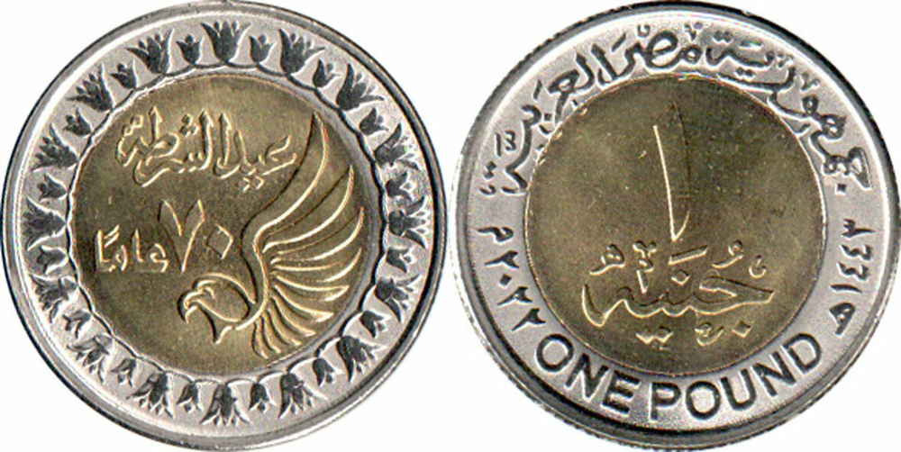 Египет 1 фунт, 2022 70 лет полиции UNC