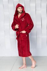 Халат мужской STEVEN с капюшоном Красный "Polens"