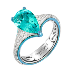 Кольцо с Турмалином Параиба и Бриллиантами, R0141-10/1