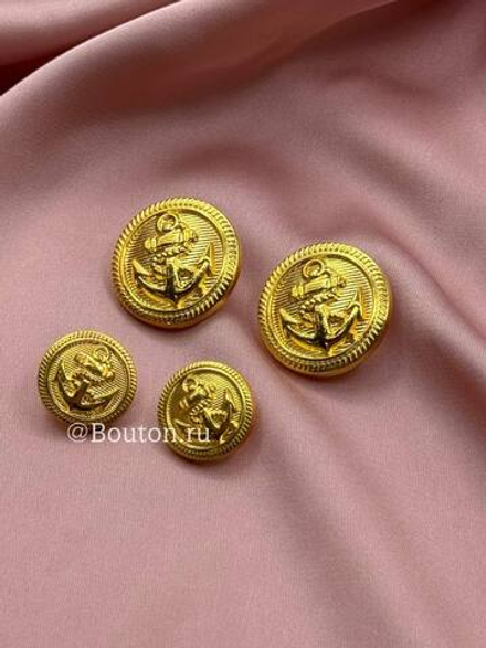 Пуговицы с якорем золотистые пластиковые