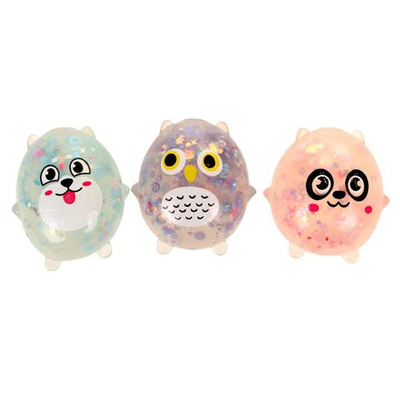 Мякиш Сова с блестками 9 см, 3 цвета микс, пакет с-30508