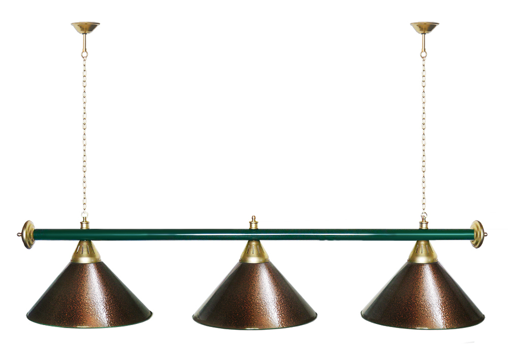 Лампа STARTBILLIARDS 3 пл. (плафоны зеленые,штанга зеленая,фурнитура золото)