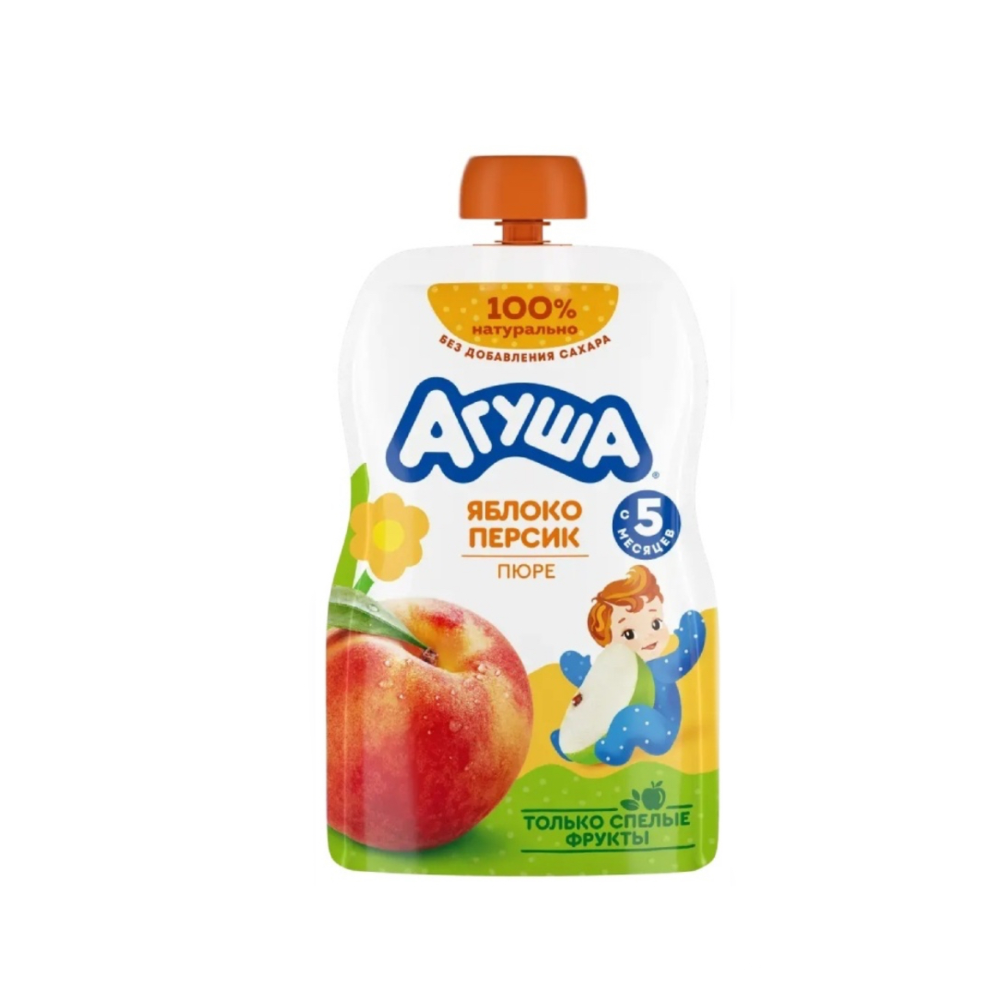 Пюре фруктовое Агуша яблоко-персик 90 гр пауч