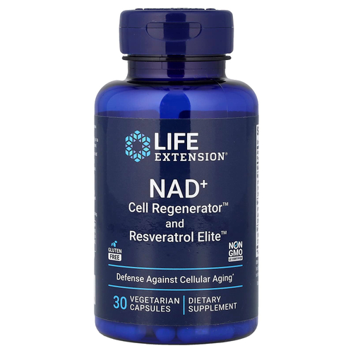 Life Extension, NAD + Cell Regenerator и ресвератрол, никотинамид рибозид NIAGEN, 30 вегетарианских капсул