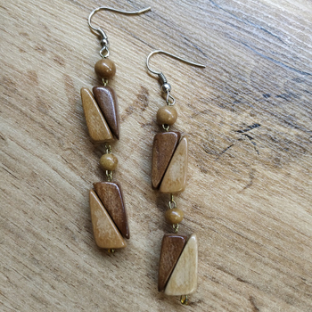 Серьги Клинышки, дерево, цвет коричневый