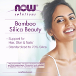 NOW Foods, Solutions, Bamboo Silica Beauty, диоксид кремния из бамбука, 90 вегетарианских капсул (380 мг в 1 капсуле)