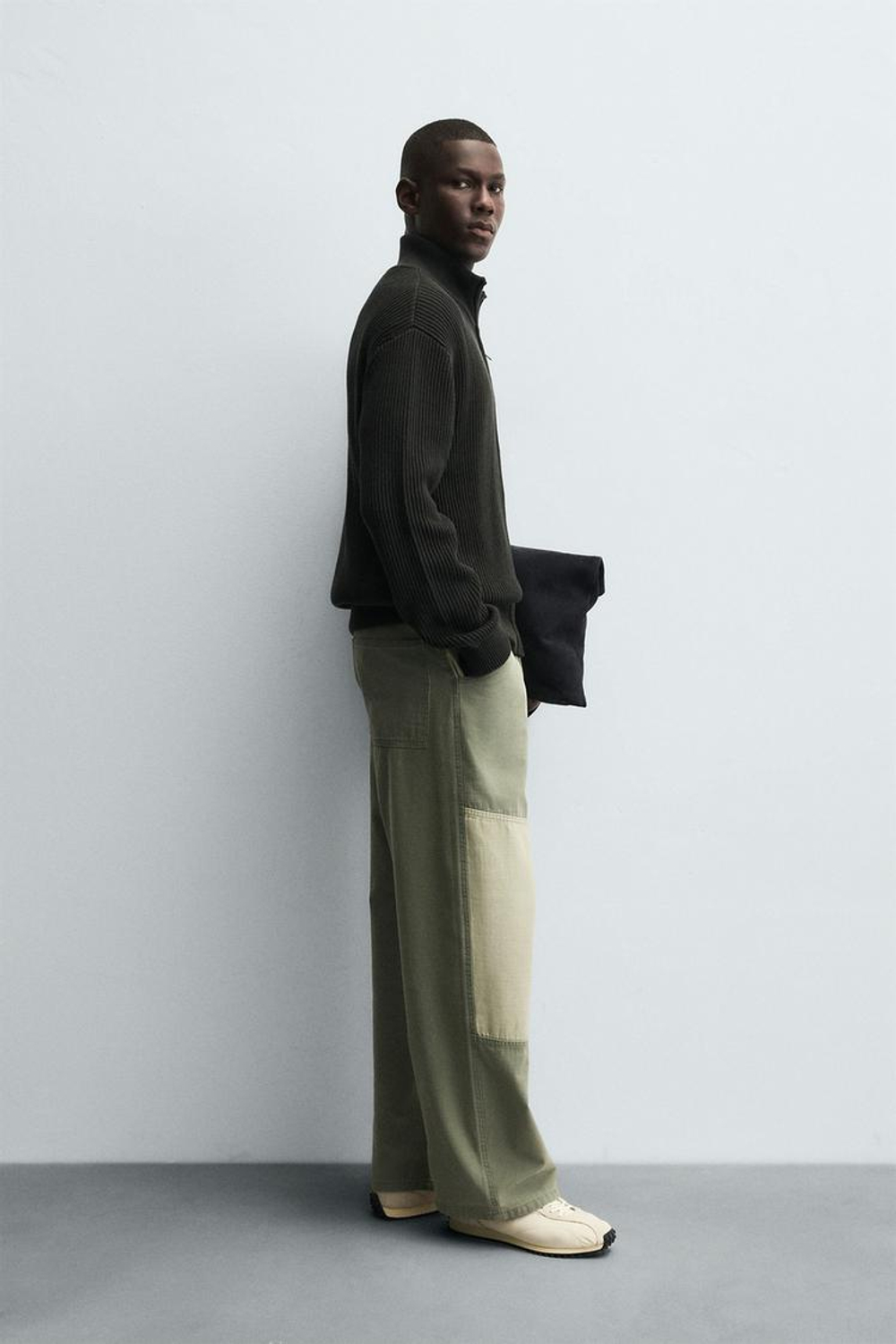 ZARA КАРДИГАН ПЛАТОЧНОЙ ВЯЗКИ НА МОЛНИИ, ХАКИ