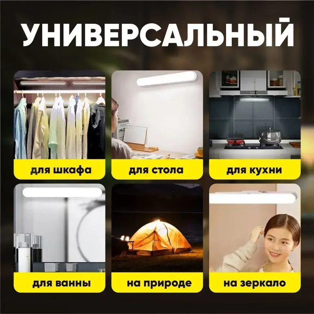 Светильник настенный светодиодный беспроводной LED лампа на магните аккумуляторе