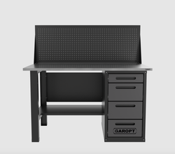 Верстак однотумбовый 4 ящика с экраном серый 1400*700 Garopt, GT1400STY4PP.grey