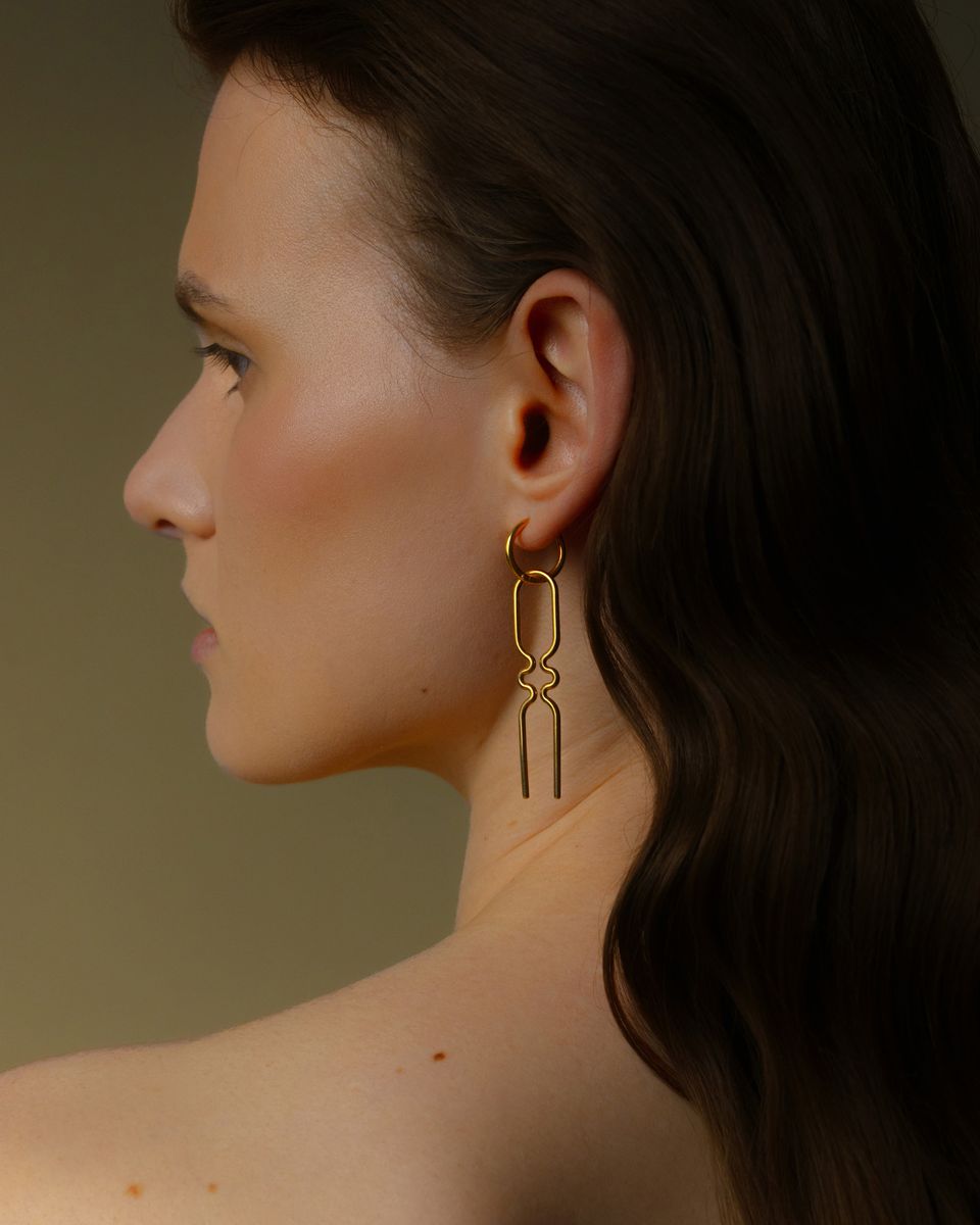 Моносерьга Sin/Cos Hair Pin Golden