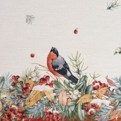 ДОРОЖКА "МОРОЗКО.СНЕГИРИ" 45Х145СМ ,КРАСНЫЙ, 100% ХЛОПОК,ТВИЛ ПРОПИТКА