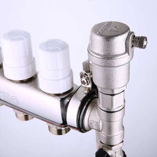 Коллекторный блок Valtec 1"x3/4" 10 выходов с расходомерами (нерж. сталь) VTc.589.EMNX.0610