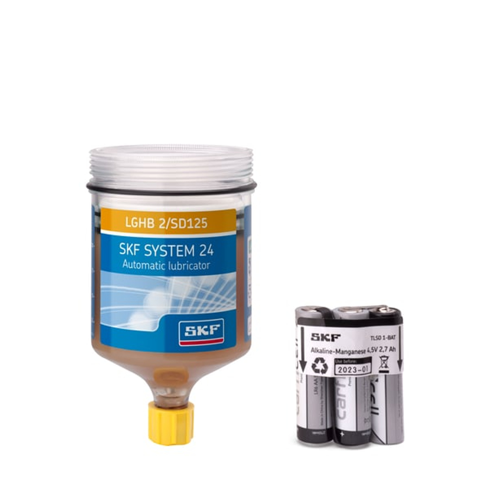Refill cartridge grease filled, with battery for Electro-mechanical single point lubricator LGHB 2/SD125