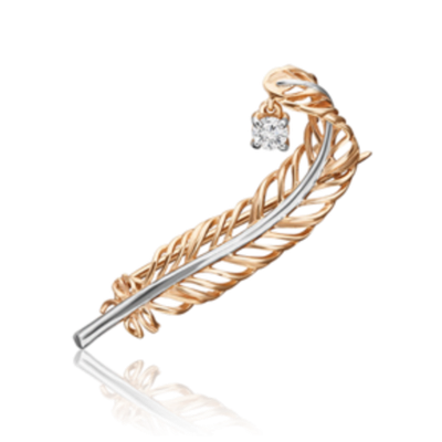 Брошь «Перо» из красного золота c фианитом Артикул: 04-0240-00-401-1110-03