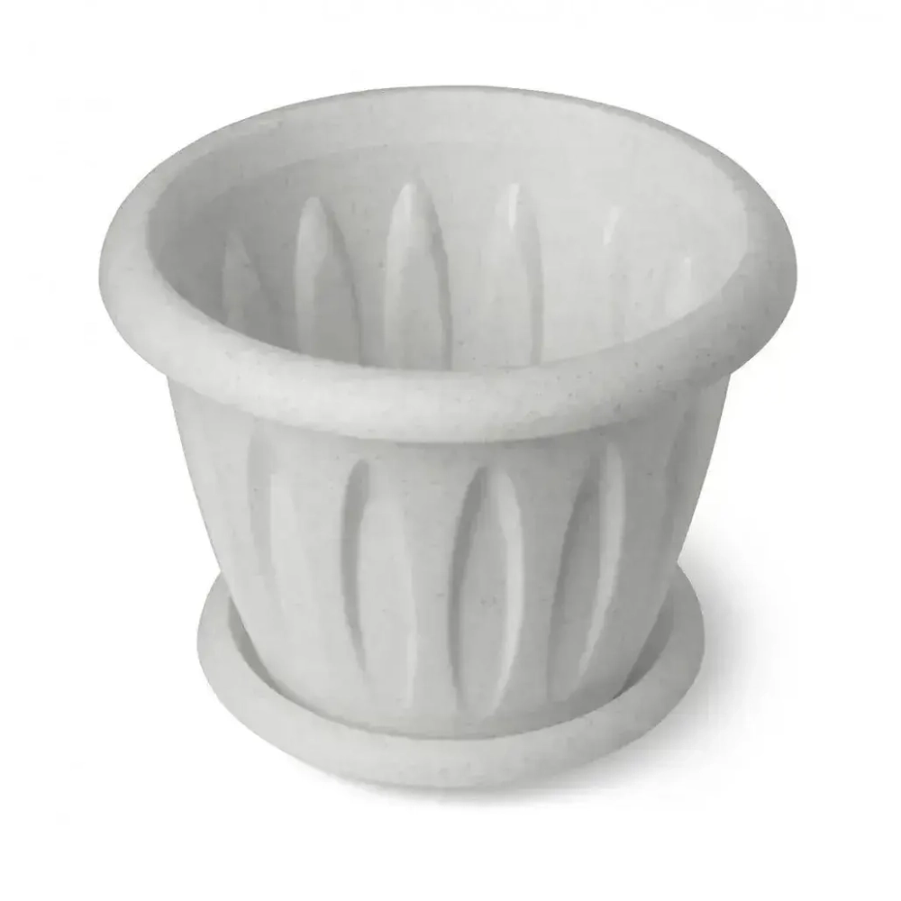 Горшок для растений Фелиция мрамор 0,9л Д140 с поддонником С102М