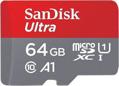 Карта памяти SanDisk Ultra microSDXC 64GB UHS-I U1 V10 A1, R 120 МБ/с