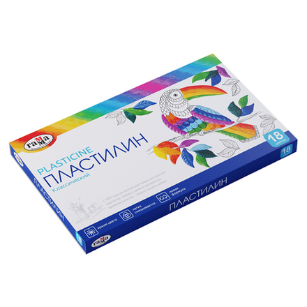 Пластилин Гамма "Классический", 18 цветов, 360г, со стеком, картон. упак.