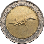 ГЕРМАНИЯ, БИМЕТАЛЛИЧЕСКИЙ ЖЕТОН (САМОЛЕТ ТУ-144) [UNC (СЛЕДЫ ХРАНЕНИЯ)]
