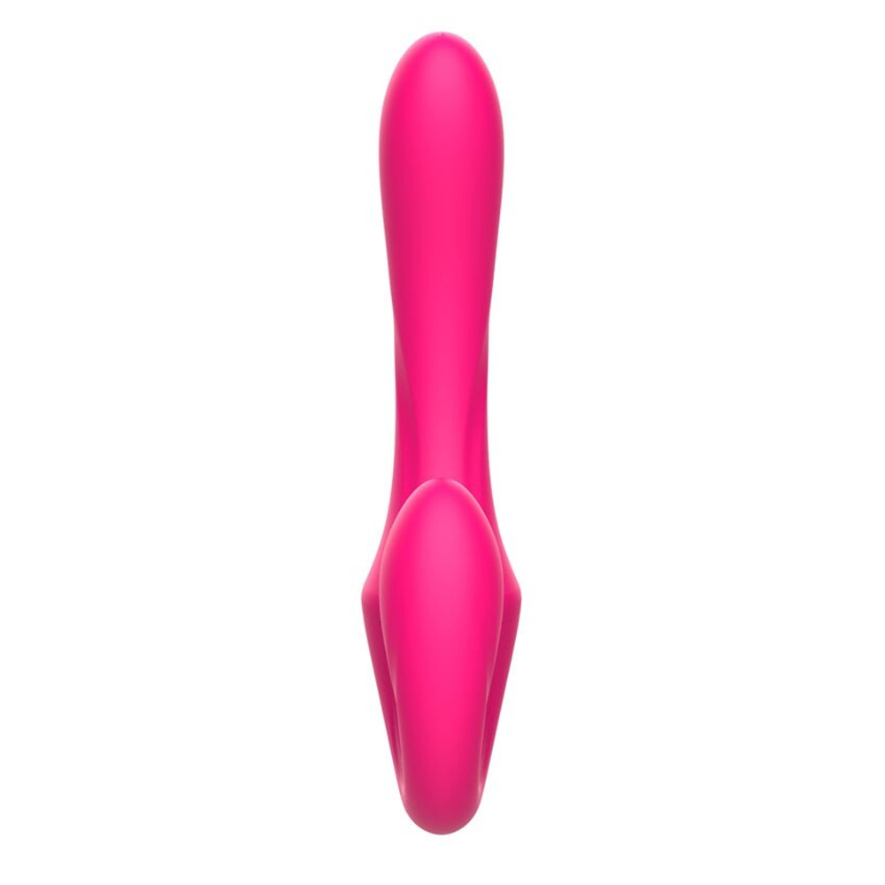 Розовый вибратор с клиторальным отростком и пультом ДУ- 19,6 см. (Цвет: розовый)