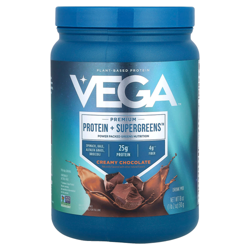 Vega, Premium, Protein + Supergreens™, сливочный шоколад, 510 г (1 фунт 2 унции)